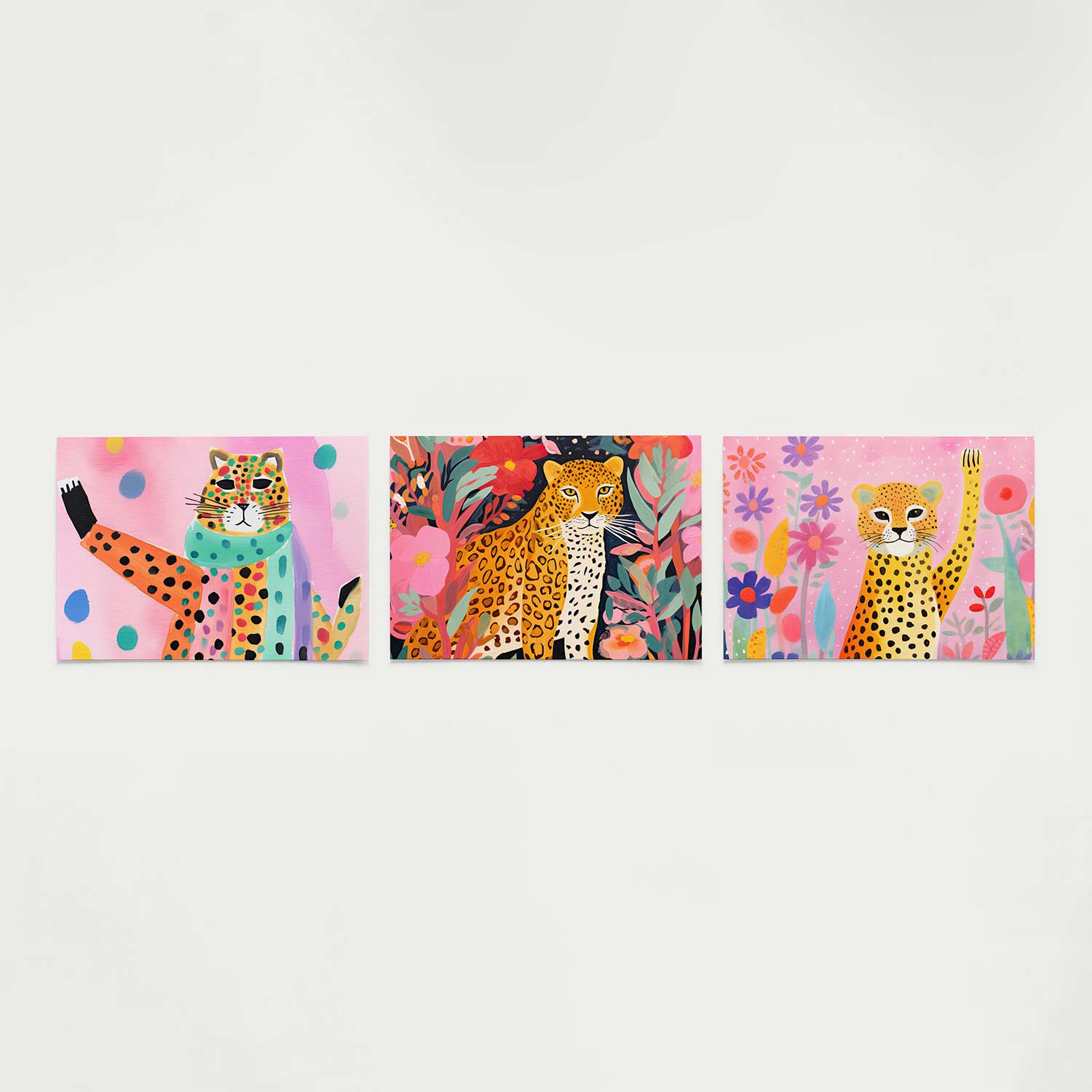 Vrolijke kleurenkat Posterset