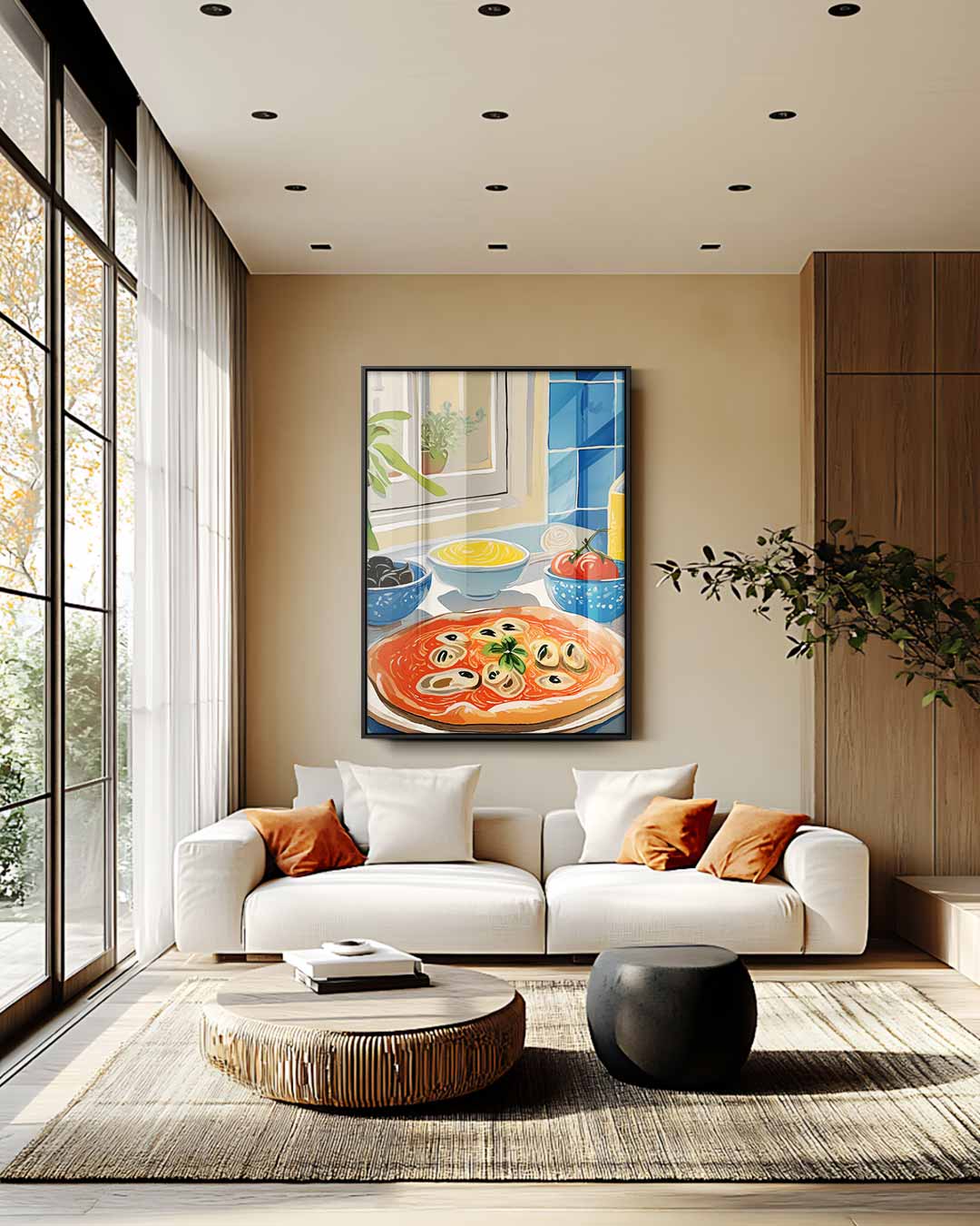 Pizza aan het Raam Kunstwerk-canvas-dibond-plexiglas-wanddecoratie-WallArtistic