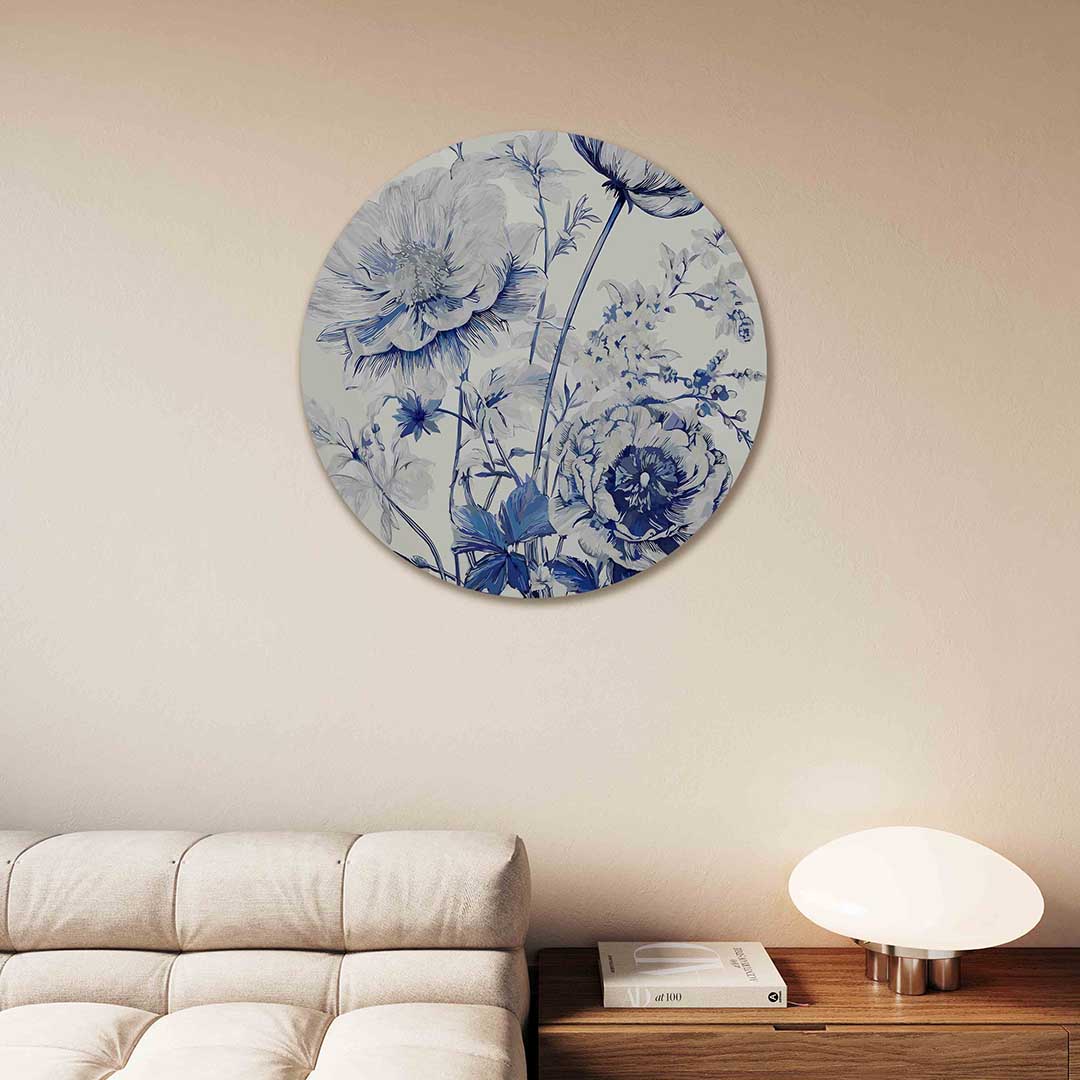 Blauwe bloemen Muurcirkel