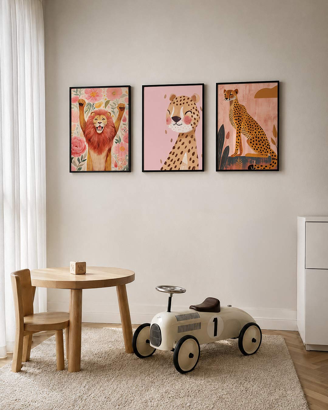 Leeuw en bloemen Posterset