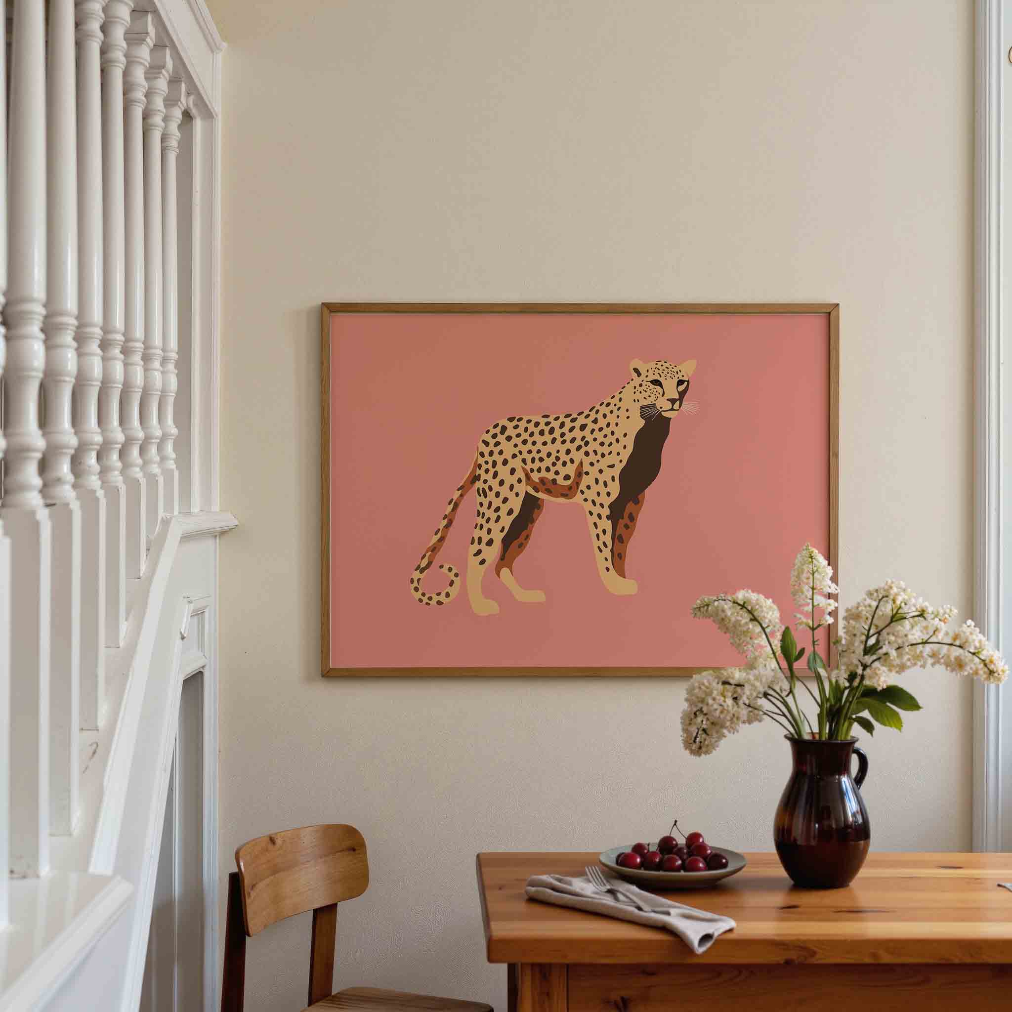 Luipaard op roze Poster