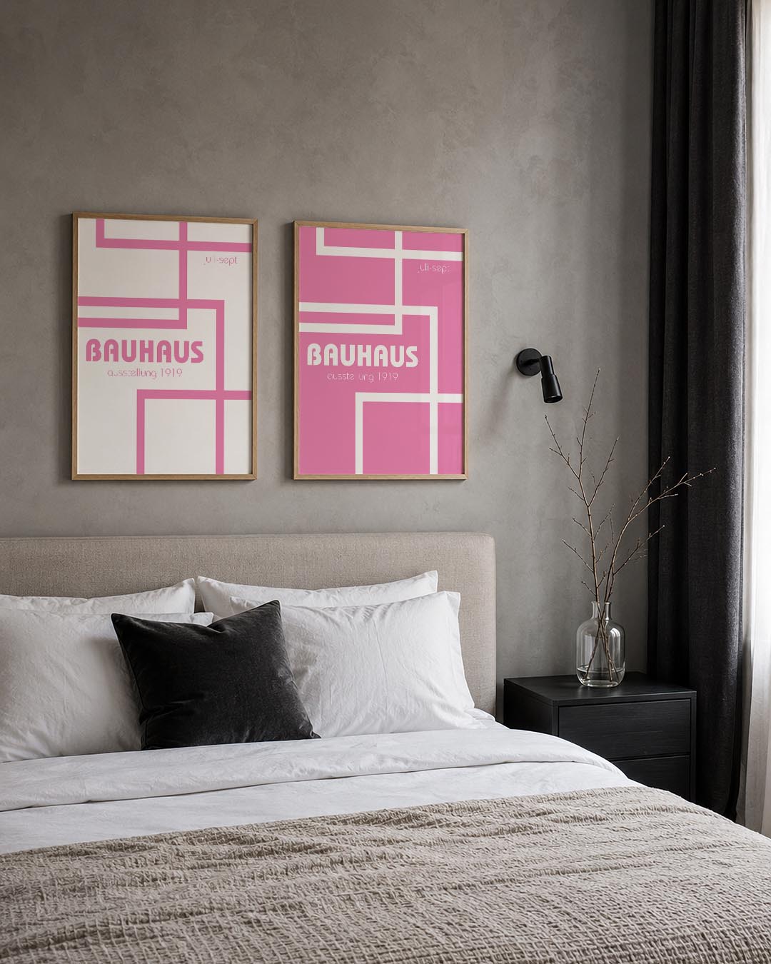 Roze lijnenspel Posterset