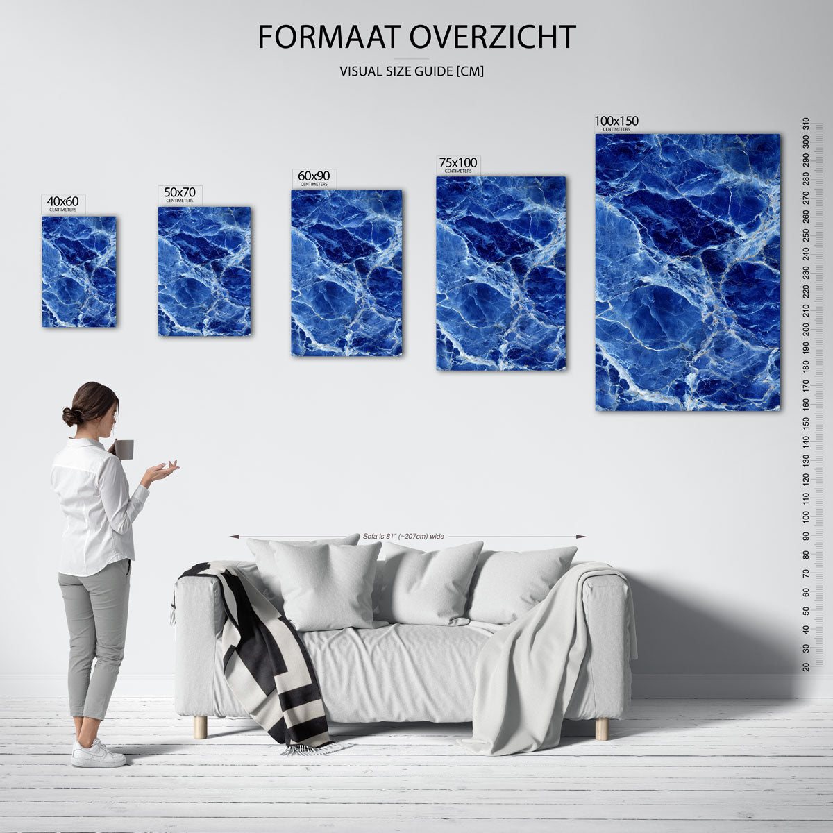 Marmer blauwe patronen Kunstwerk