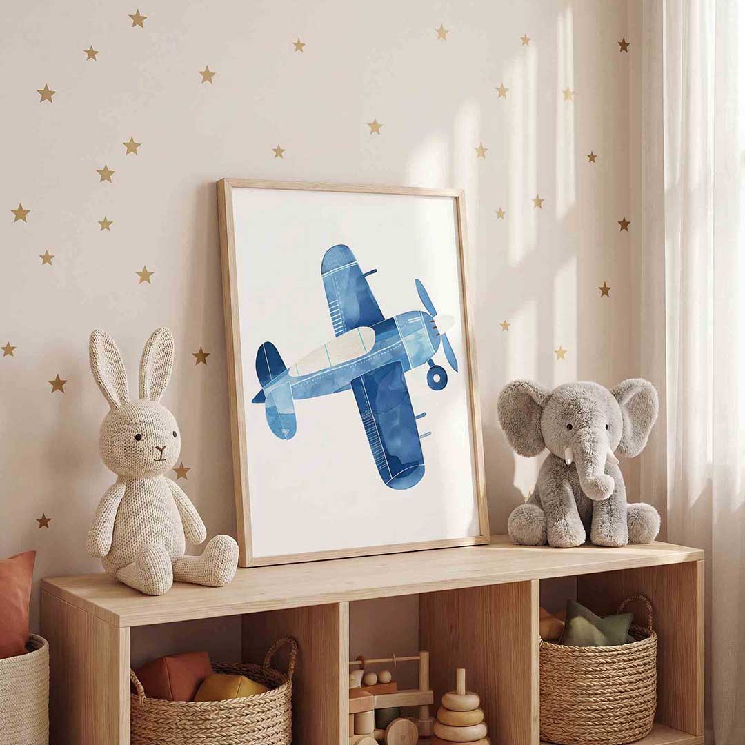 Vliegtuig in blauw Poster