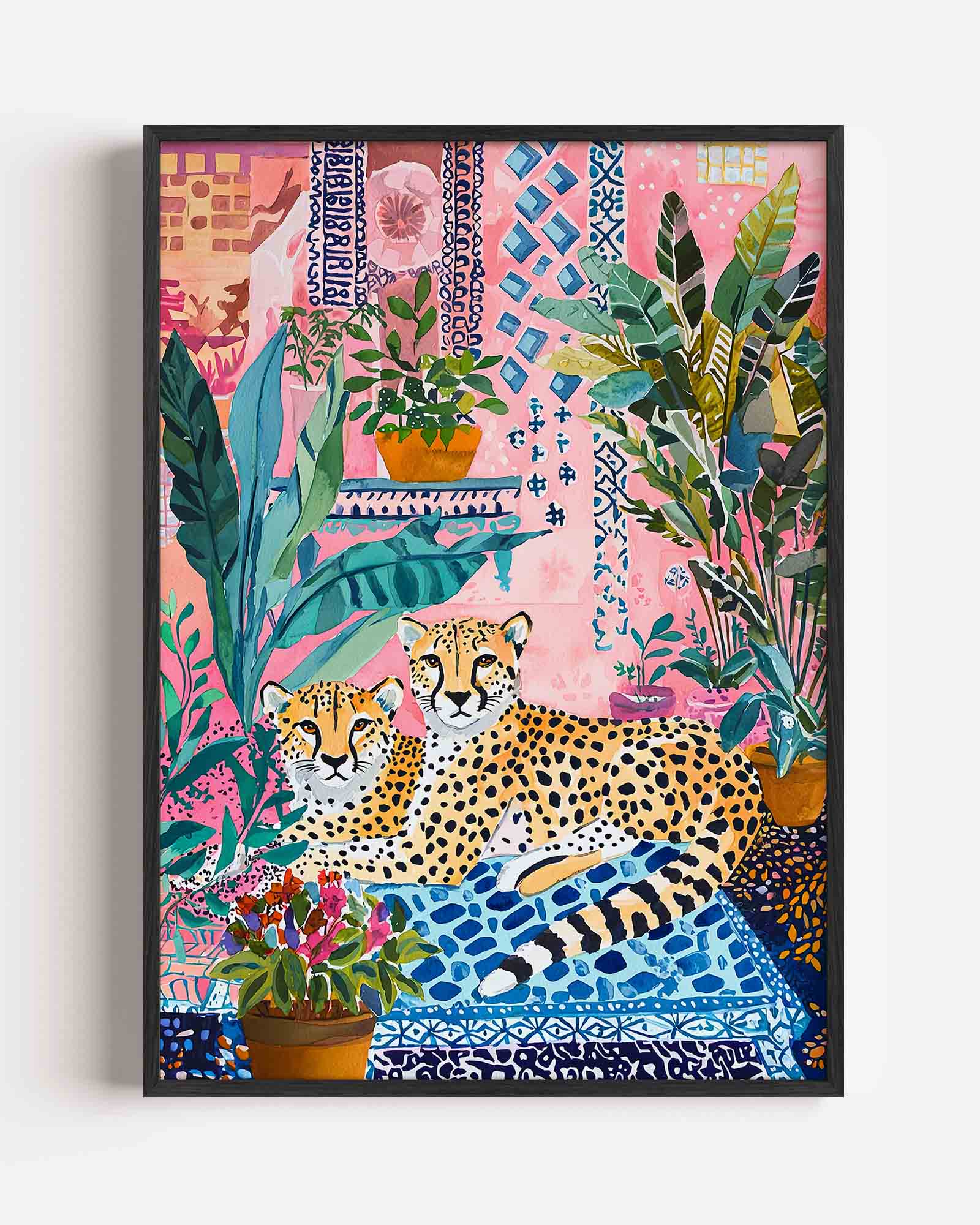 Luipaarden en planten Poster