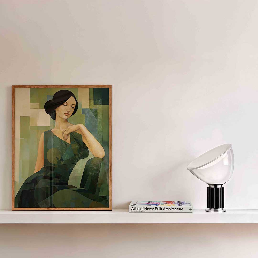 Vrouw in groene tinten Poster