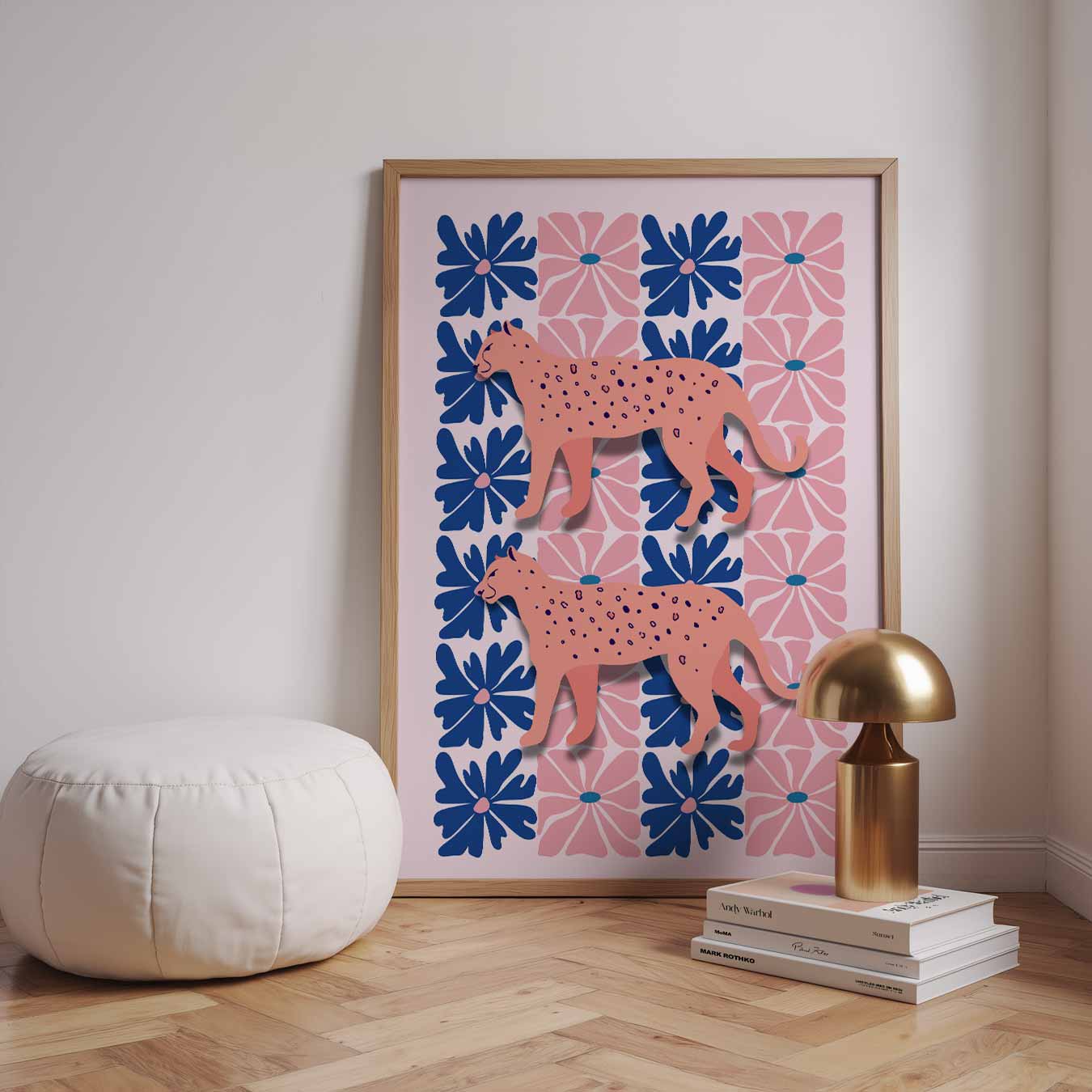 Tropische Luipaard Bloemenposter-WallArtistic