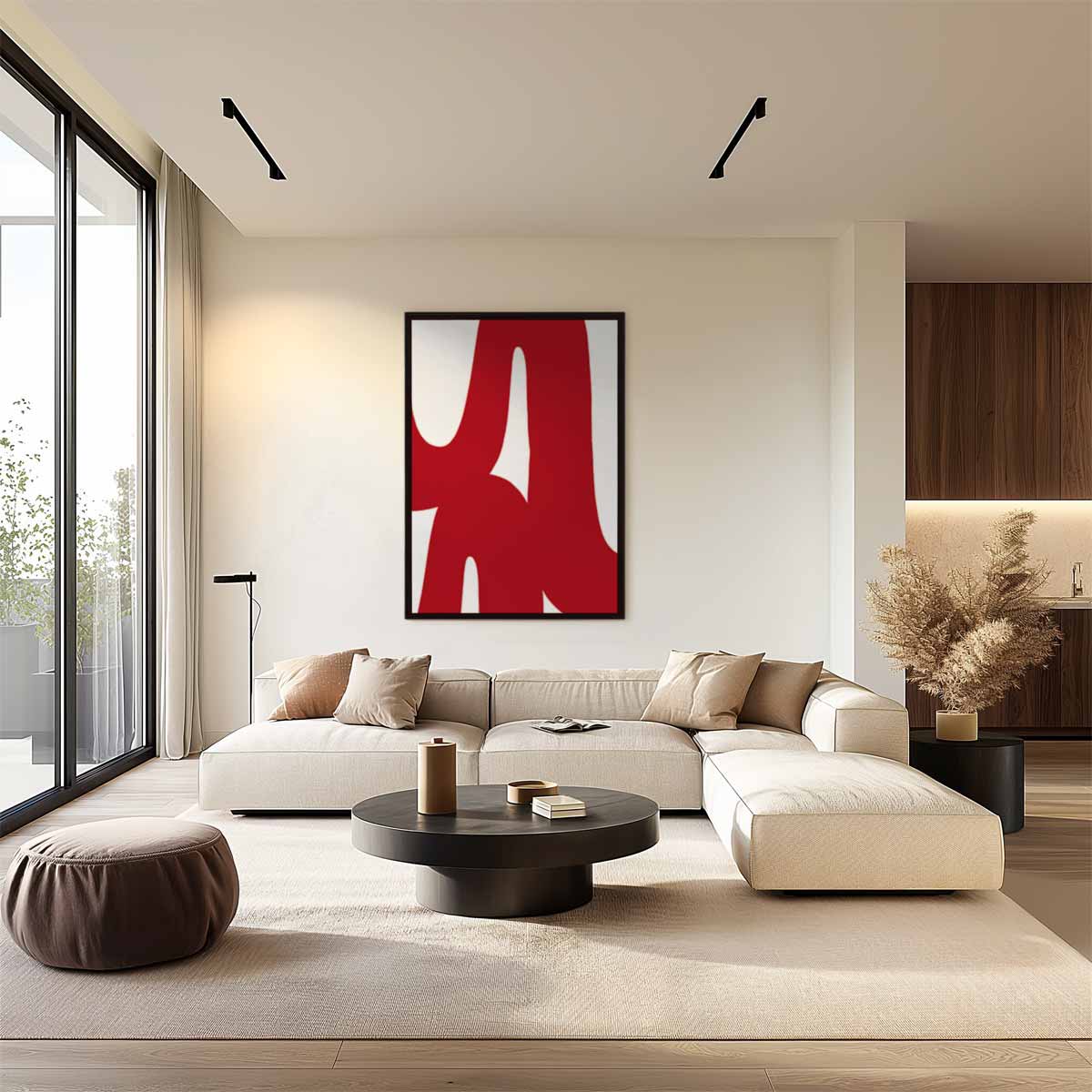 Speelse Rode Golven Kunstwerk-canvas-dibond-plexiglas-wanddecoratie-WallArtistic