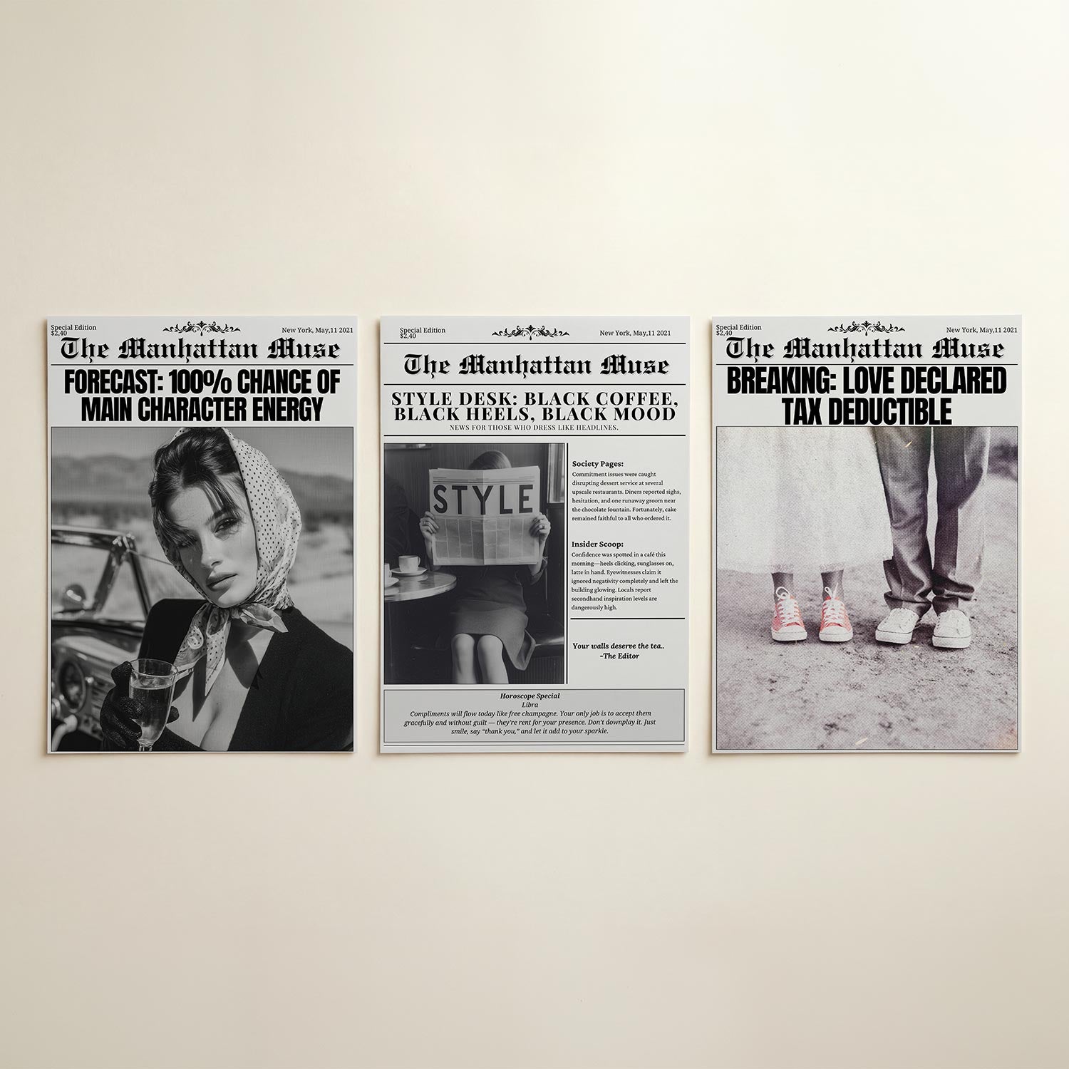 Zwart wit elegantie Posterset