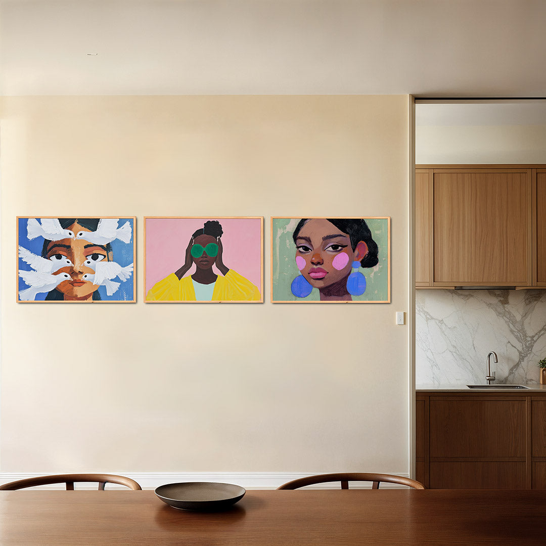 Vogels en gezicht Posterset