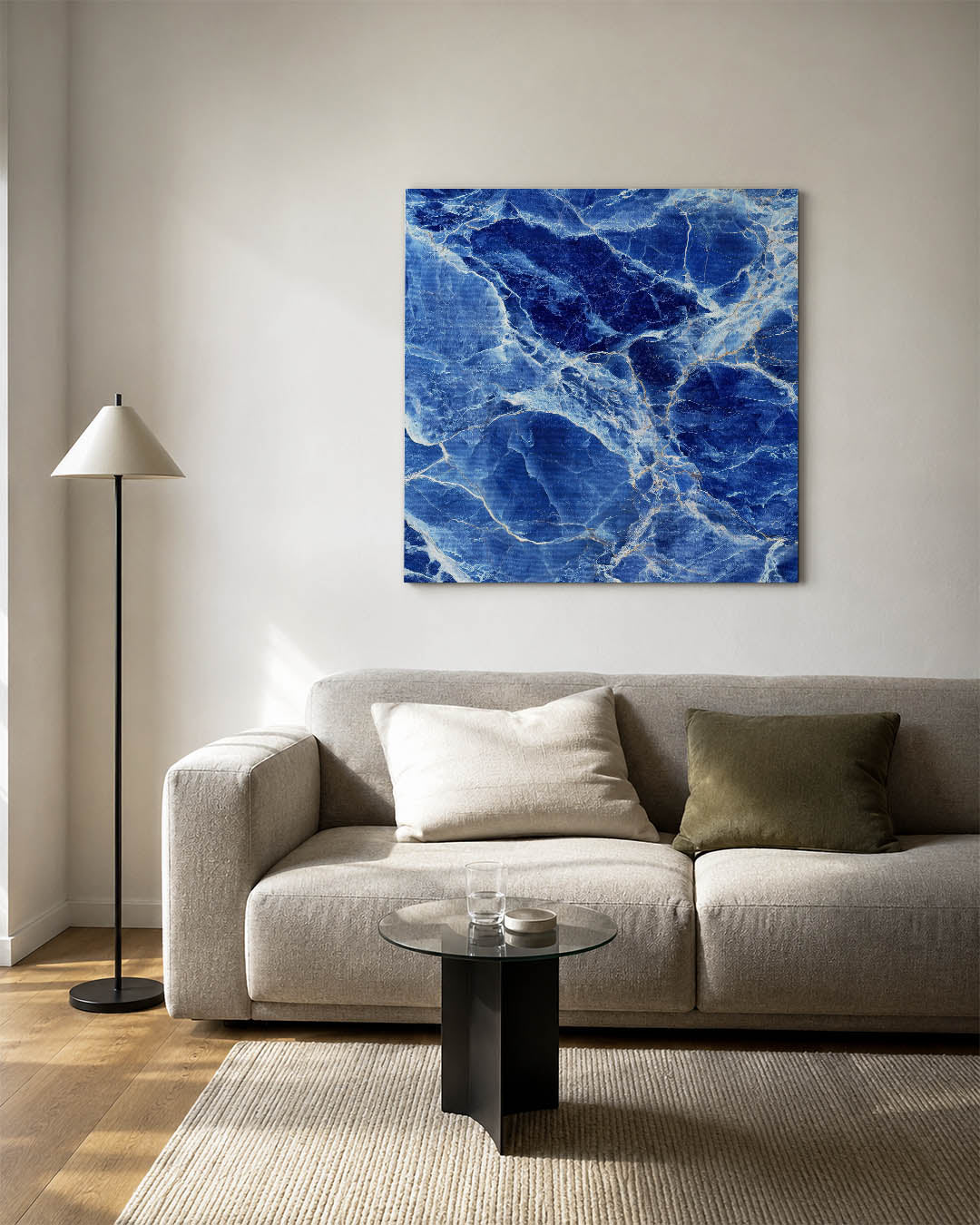 Blauwe marmerstructuur Kunstwerk