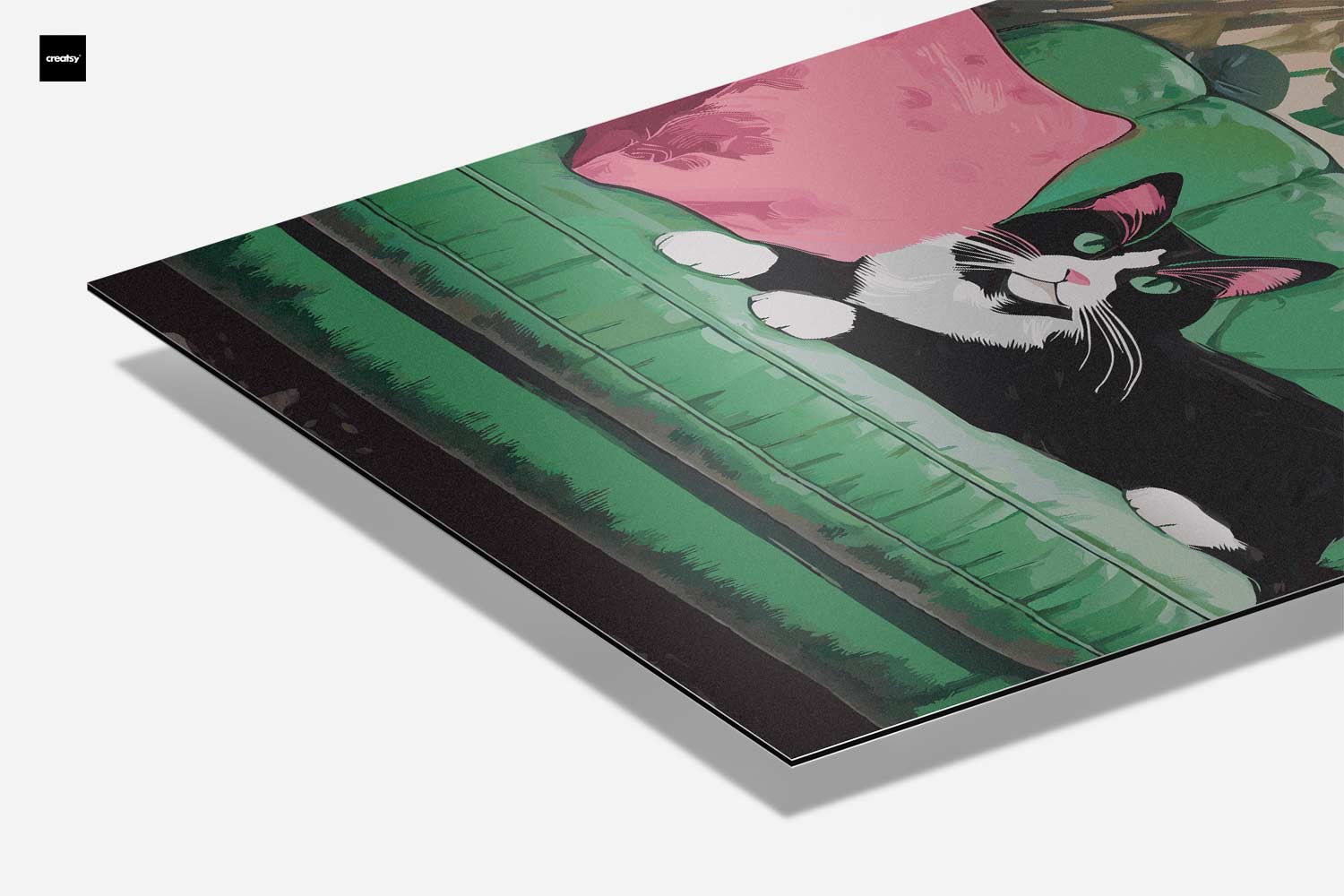 Kat Op Groene Bank Kunstwerk