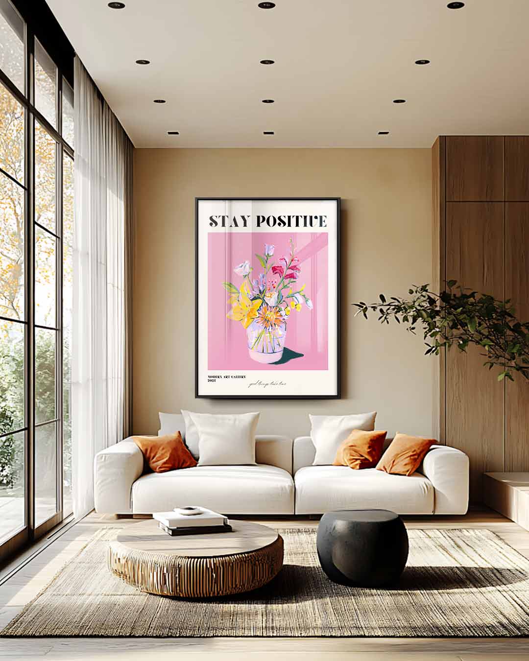 Bloemrijke Positiviteit Kunstwerk-canvas-dibond-plexiglas-wanddecoratie-WallArtistic