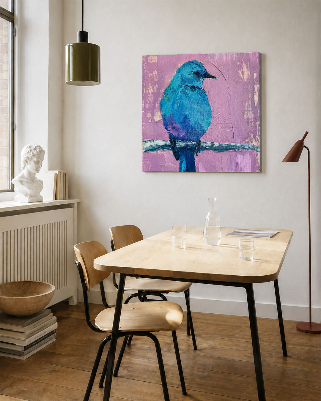 Blauwe vogel portret Kunstwerk