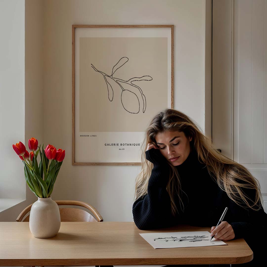 Moderne Botanische Lijnen Poster-WallArtistic