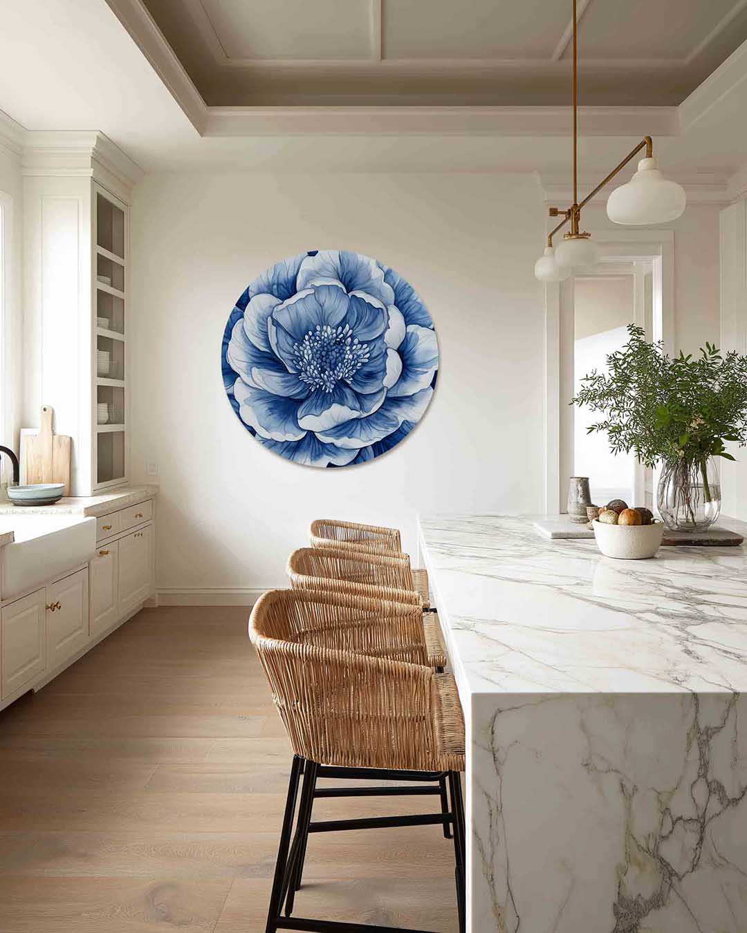 Blauwe bloem Muurcirkel