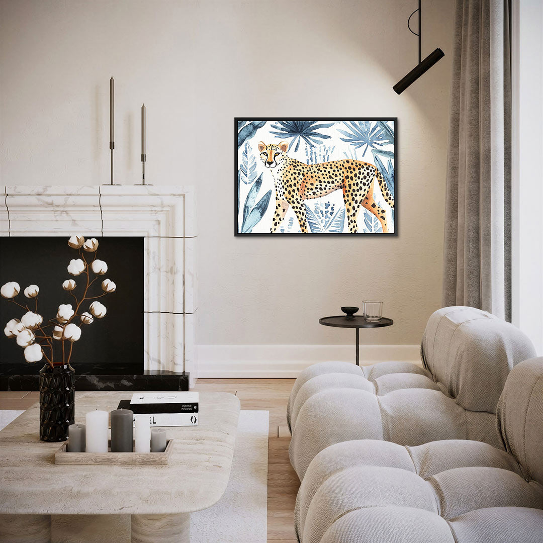 Luipaard en bladeren Kunstwerk