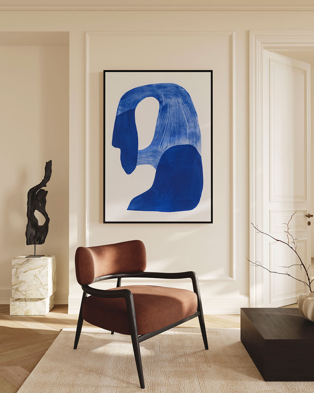 Organische blauwe vormen Kunstwerk