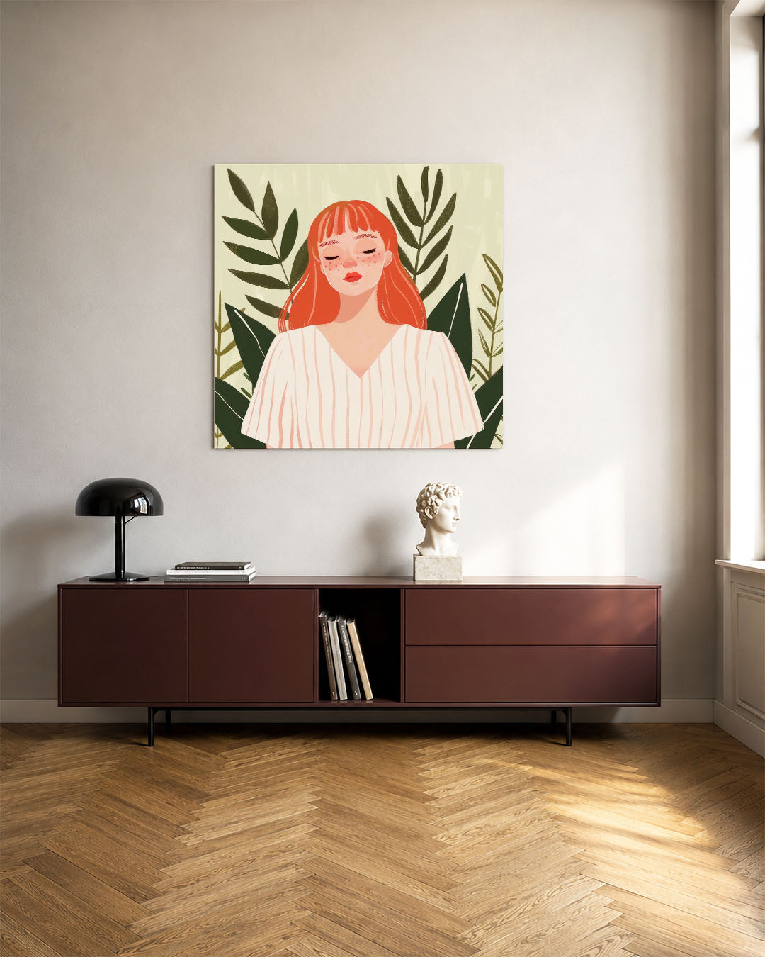 Vrouw met bladeren Kunstwerk