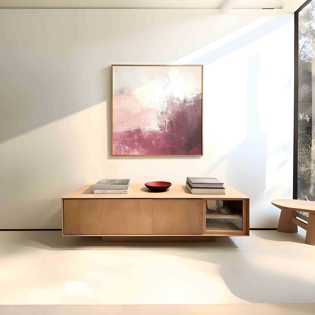 Abstracte roze en witte Poster
