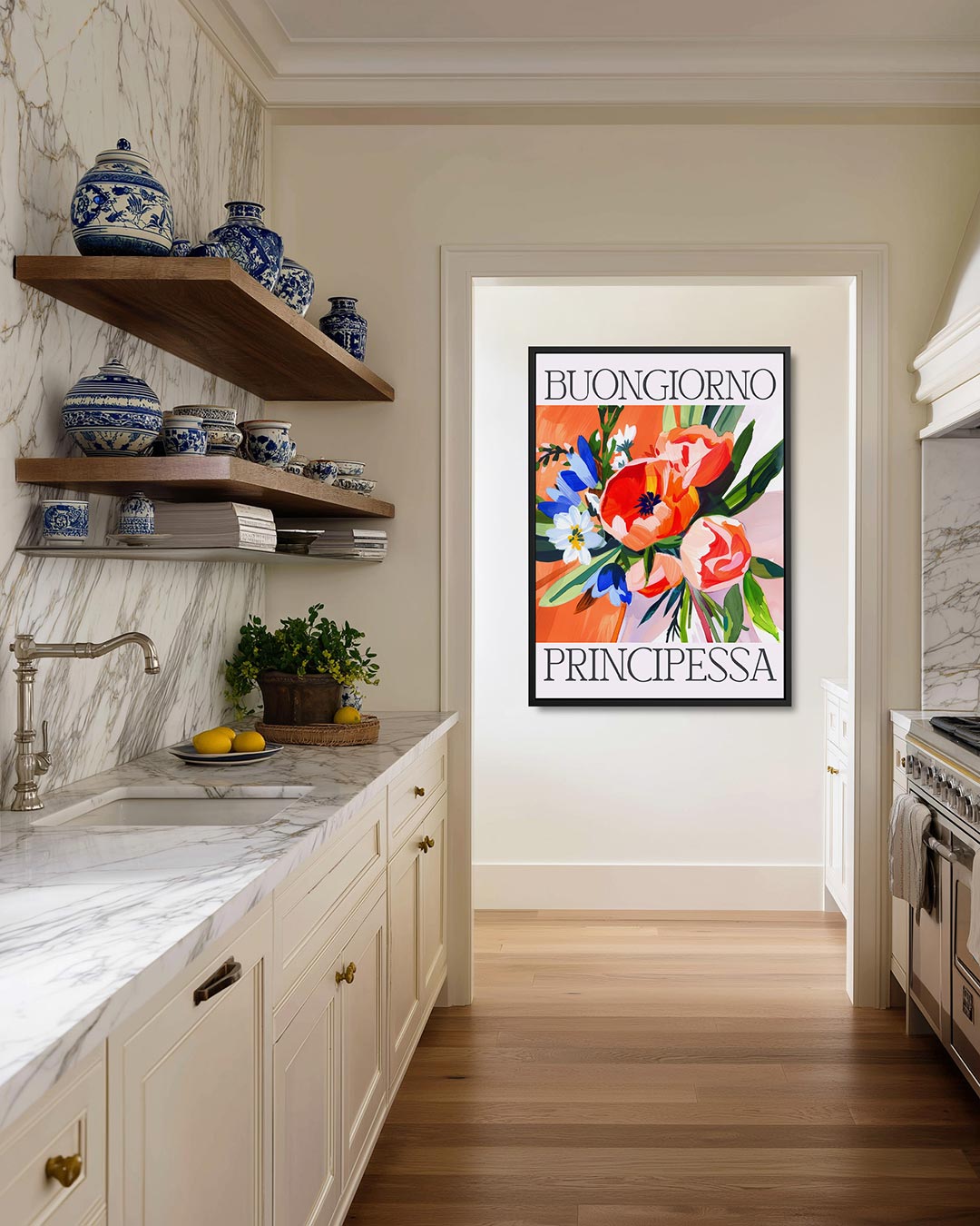 Bloemencompositie met tekst Kunstwerk