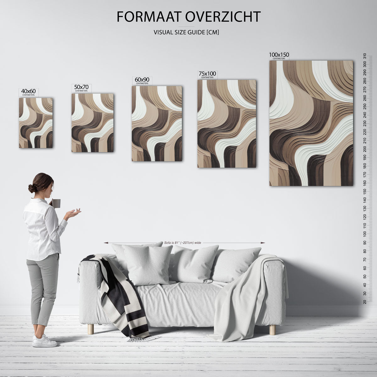Golvende lijnen compositie Kunstwerk