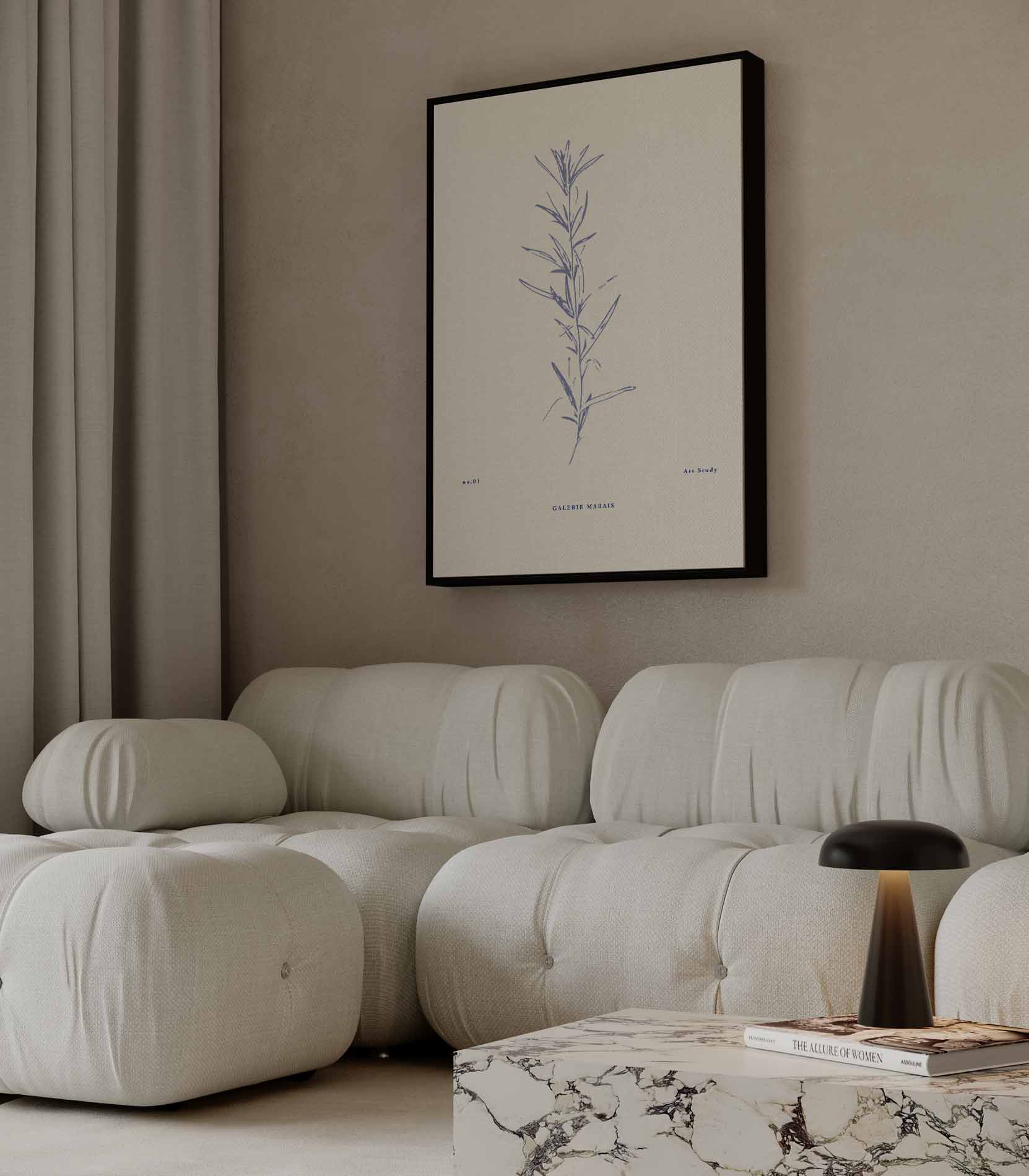 Botanische Blauwdruk Kunstwerk-canvas-dibond-plexiglas-wanddecoratie-WallArtistic