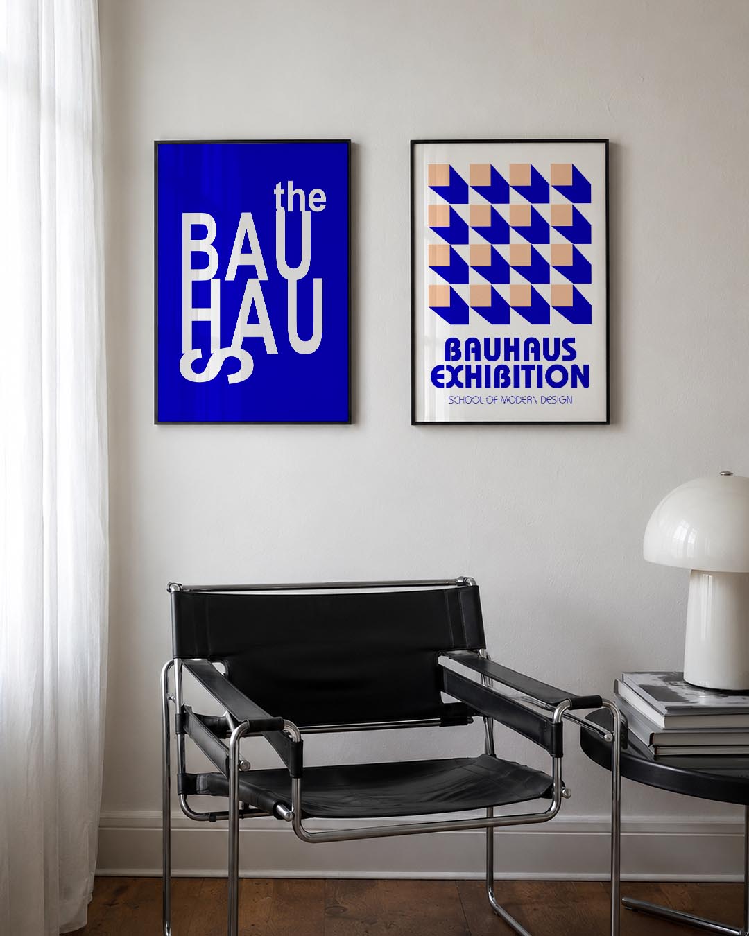 Typografisch blauw Posterset