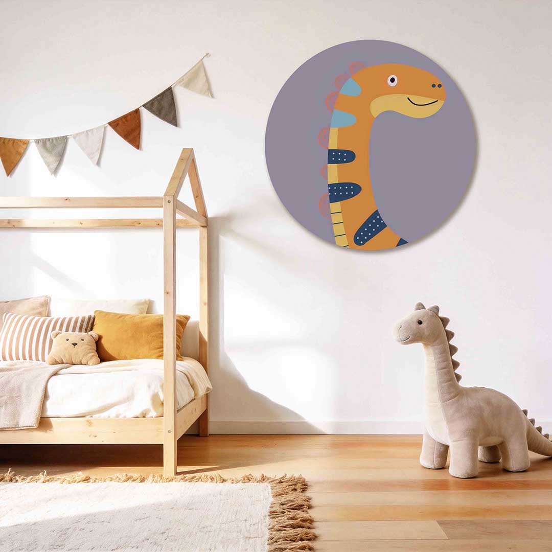 Oranje dinosaurus Muurcirkel
