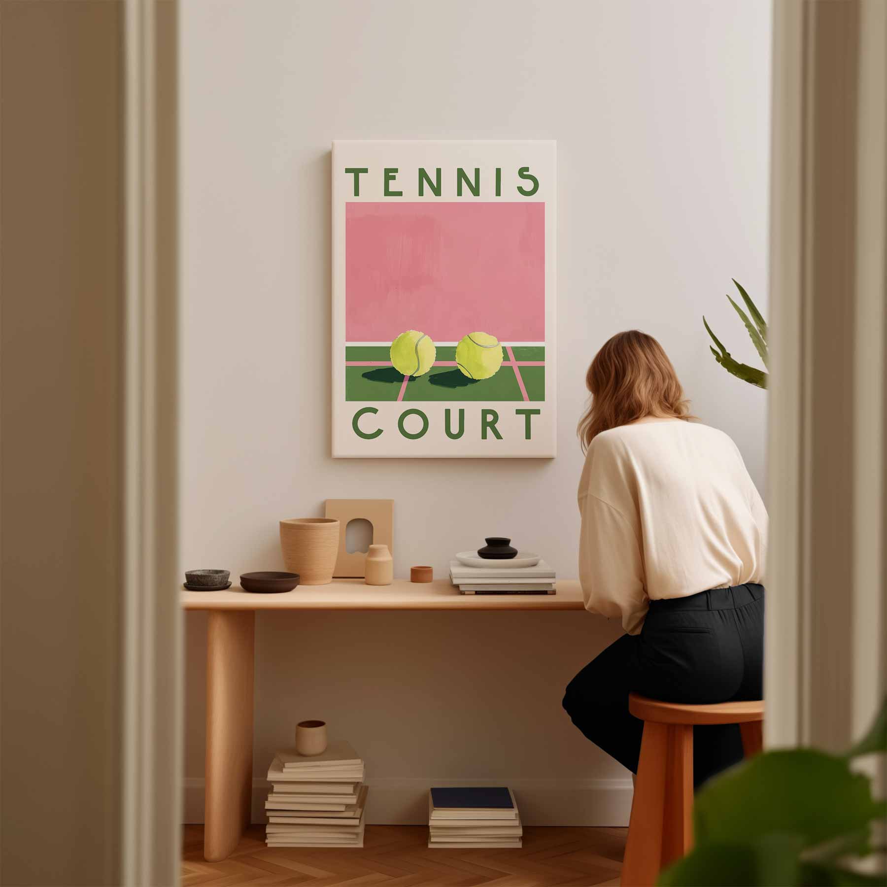 Tennisbaan Droom Kunstwerk-canvas-dibond-plexiglas-wanddecoratie-WallArtistic