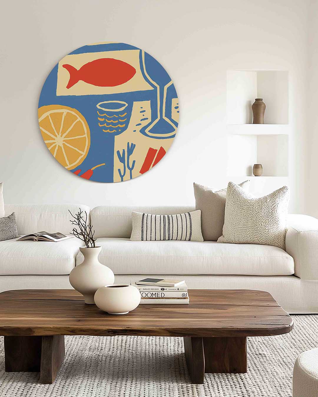 Citrus en vis Muurcirkel