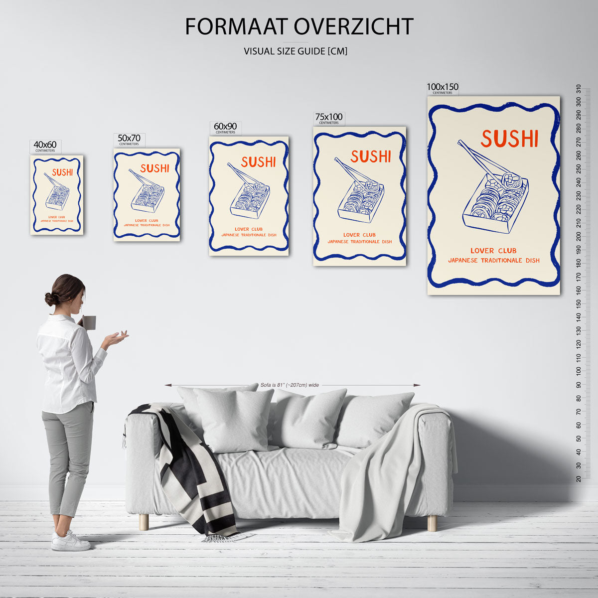 Grafische sushi illustratie Kunstwerk