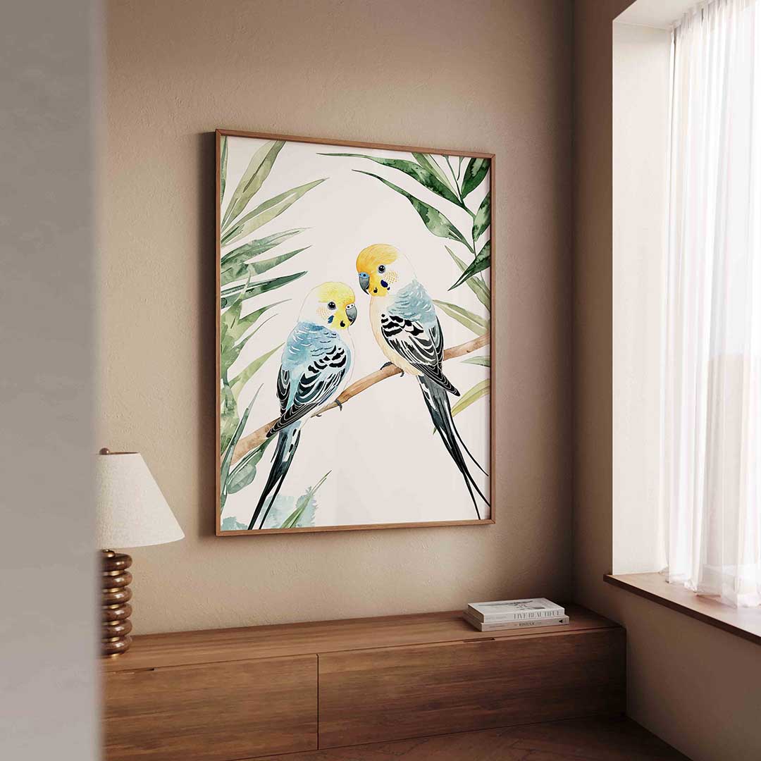 Parkieten op tak Poster