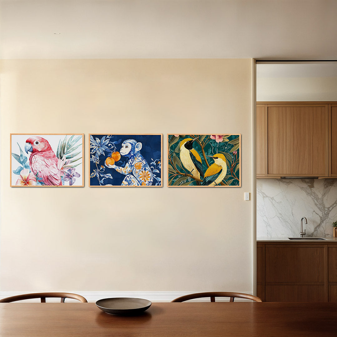 Vogel en bloemen Posterset