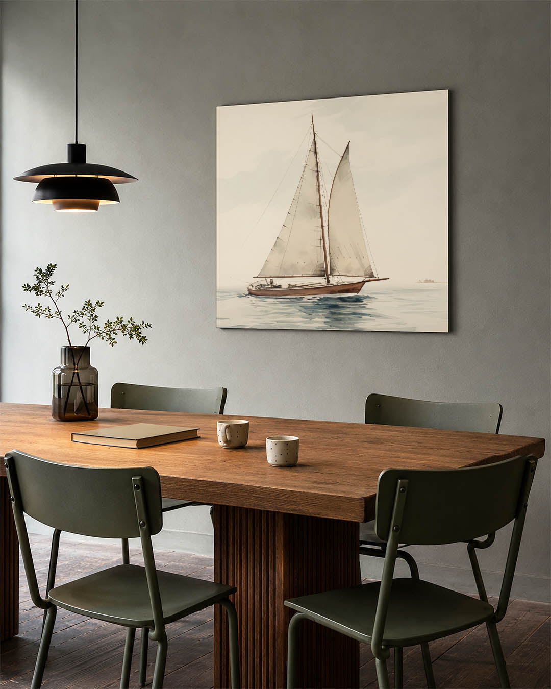 Zeilboot op zee Kunstwerk