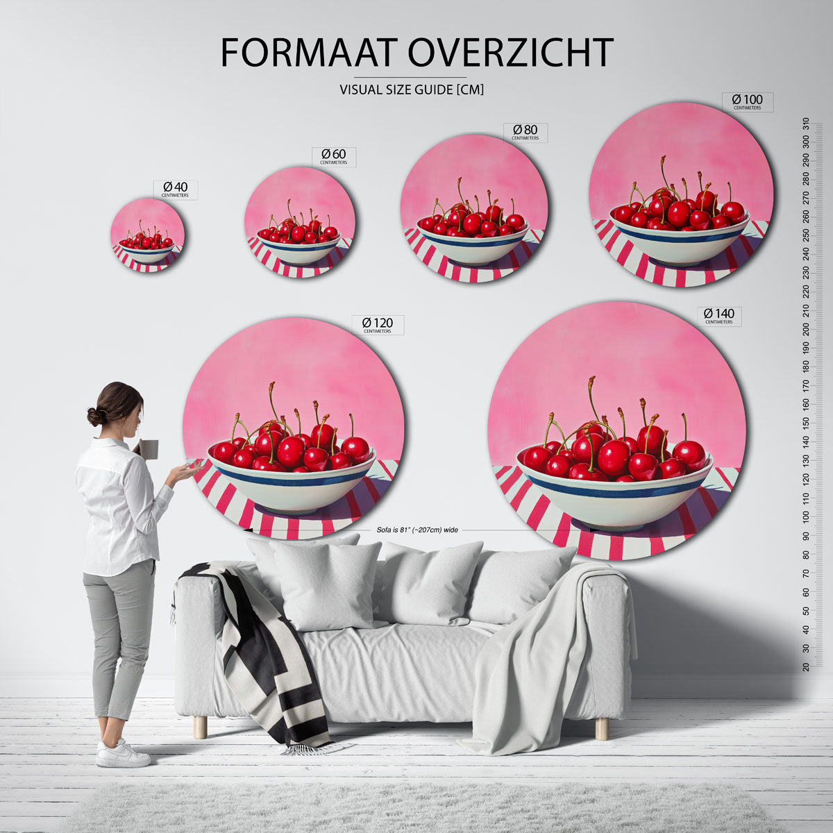 Kersen in schaal Muurcirkel