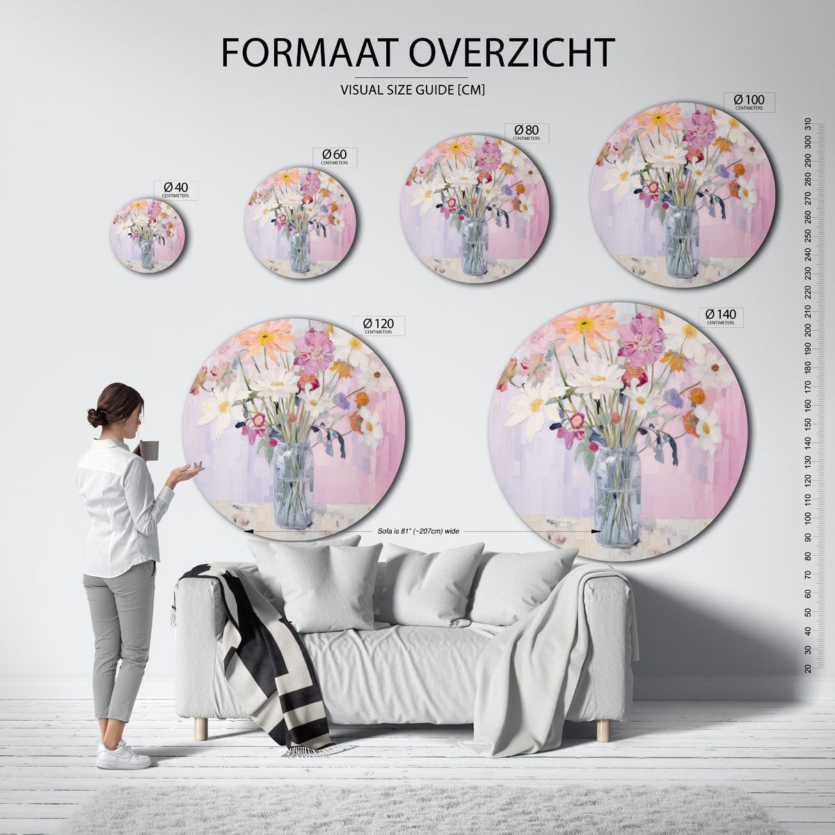 Bloemen in vaas Muurcirkel