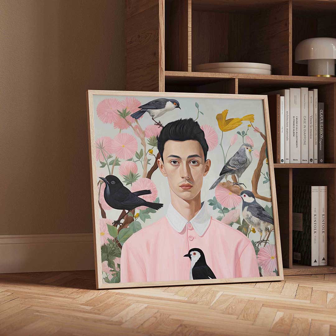Man met vogels Poster