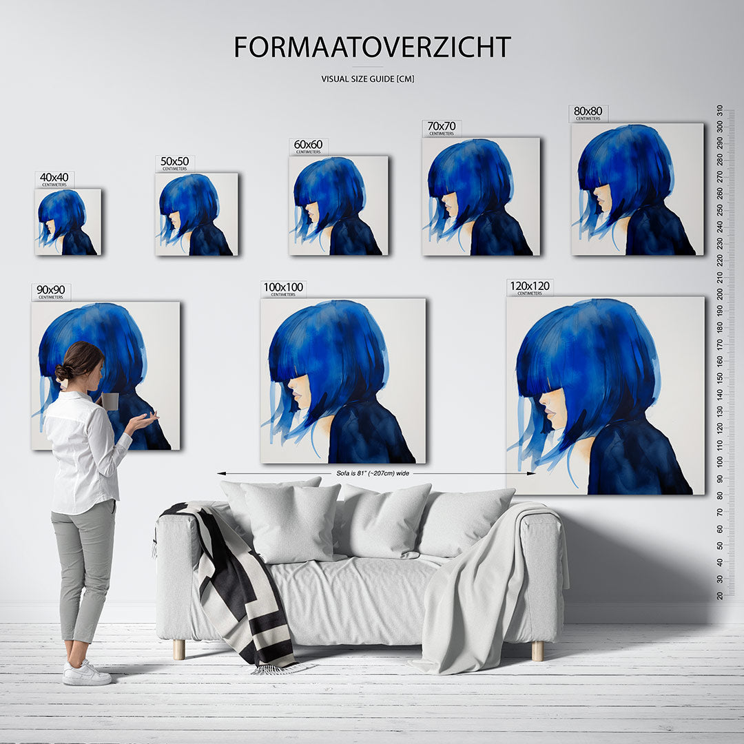 Blauwe silhouet Kunstwerk
