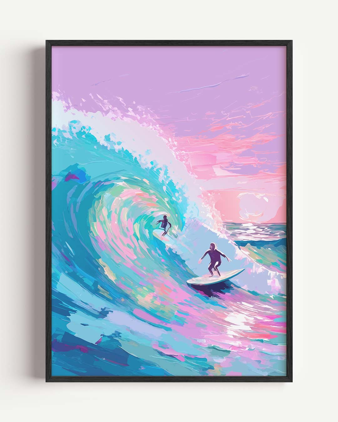 Surf Avontuur in Kleurrijke Golven Poster-WallArtistic