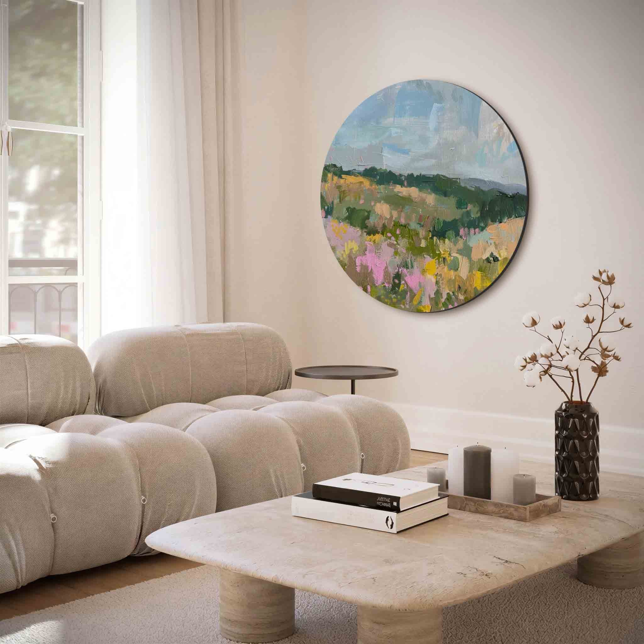 Landschap met bloemen Muurcirkel