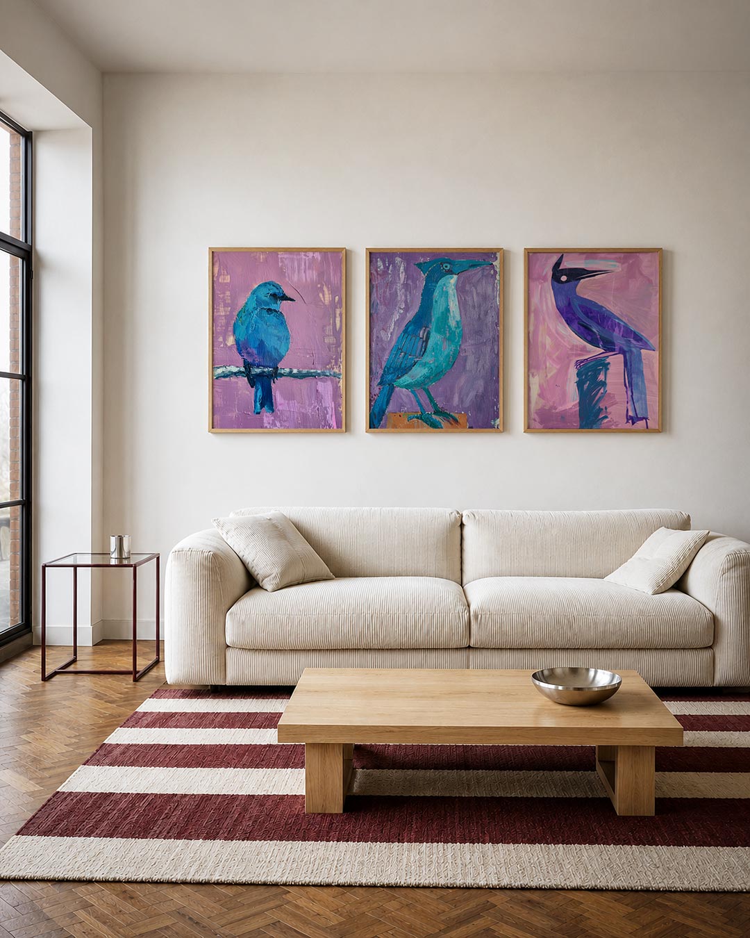 Vogel en kleurvlakken Posterset