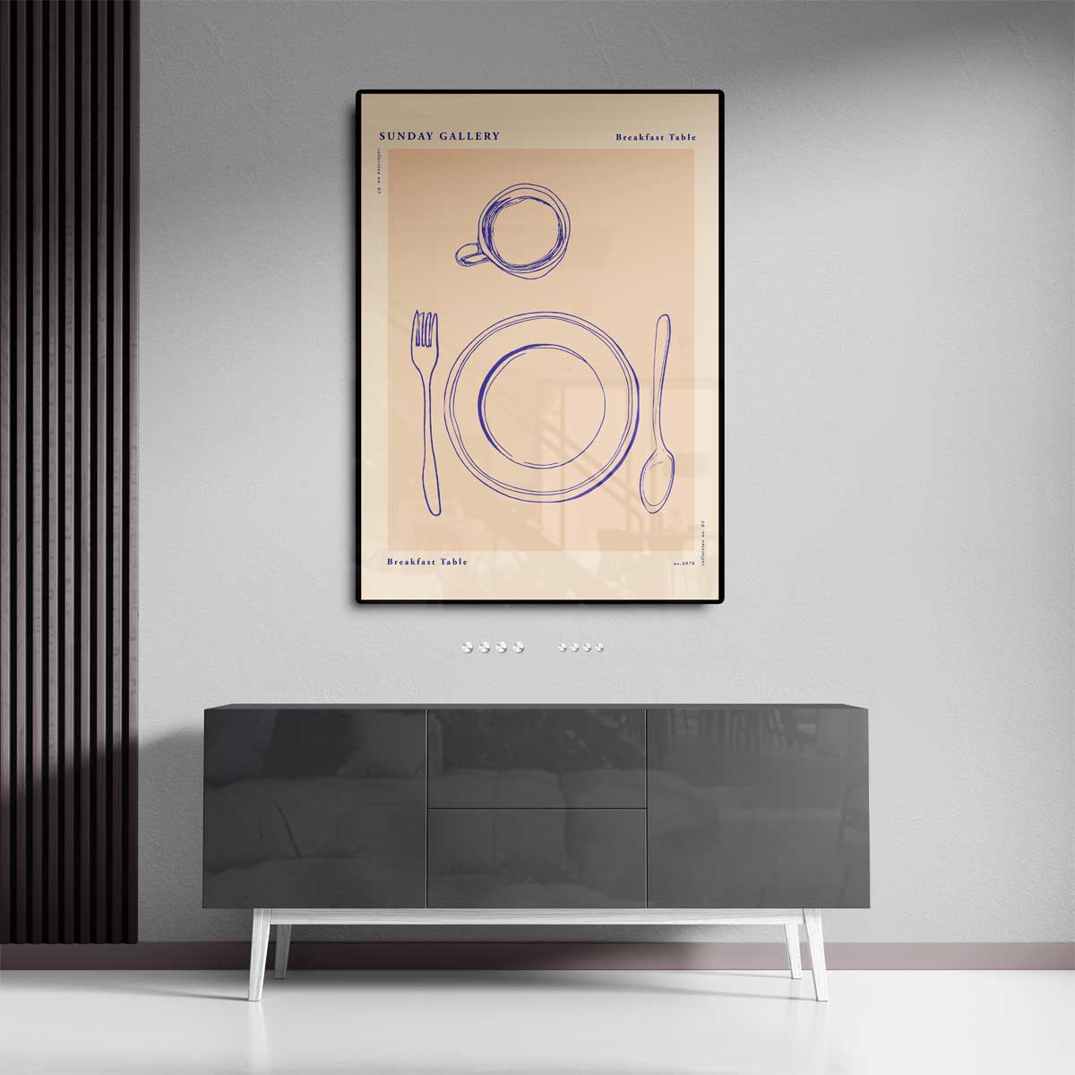 Ontbijttafel Illustratie Kunstwerk-canvas-dibond-plexiglas-wanddecoratie-WallArtistic