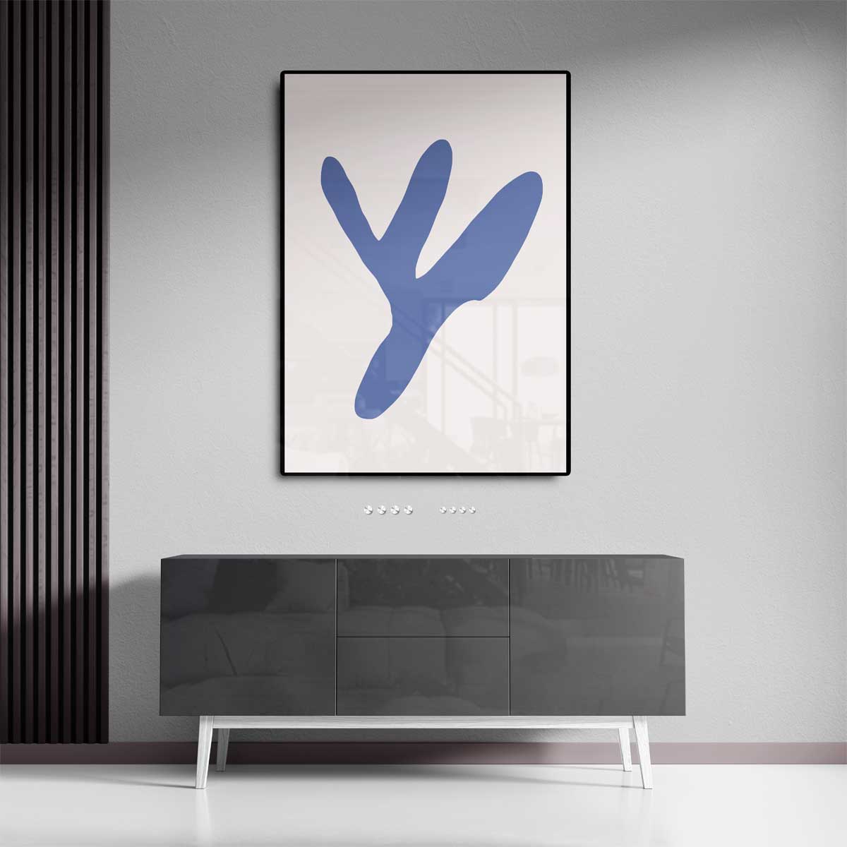 Blauwe Abstracte Vormen Kunstwerk-canvas-dibond-plexiglas-wanddecoratie-WallArtistic