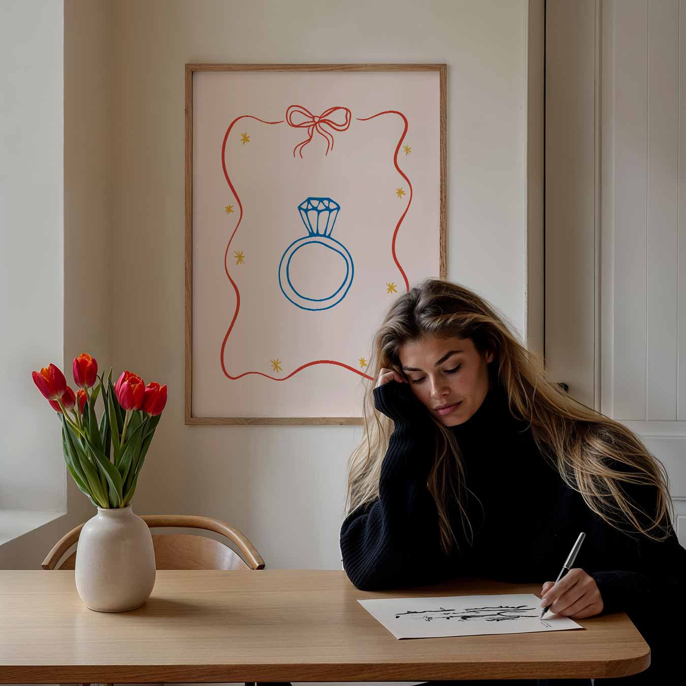 Sierlijke Ring Illustratie Poster-WallArtistic