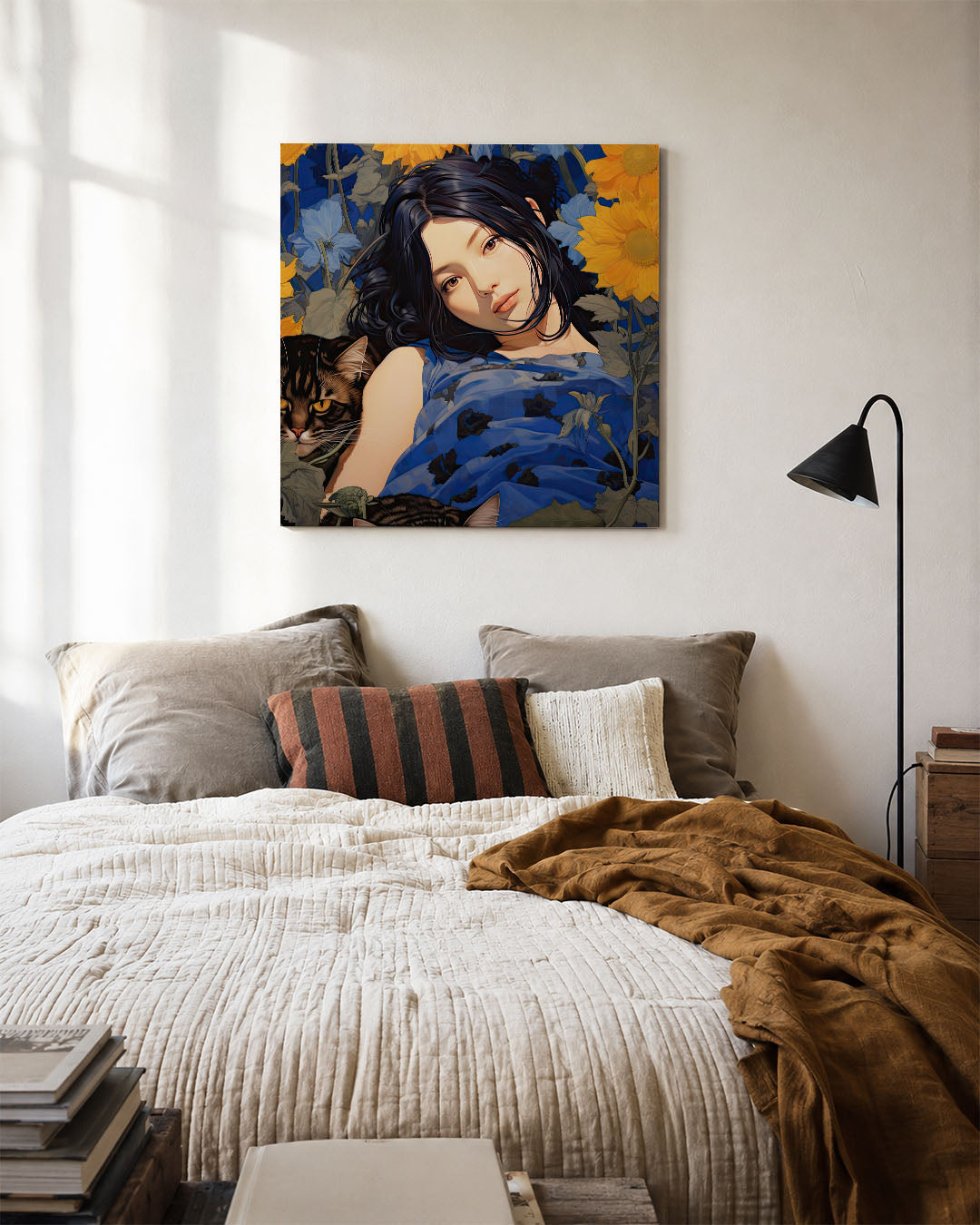 Dromerige bloemenportret Kunstwerk