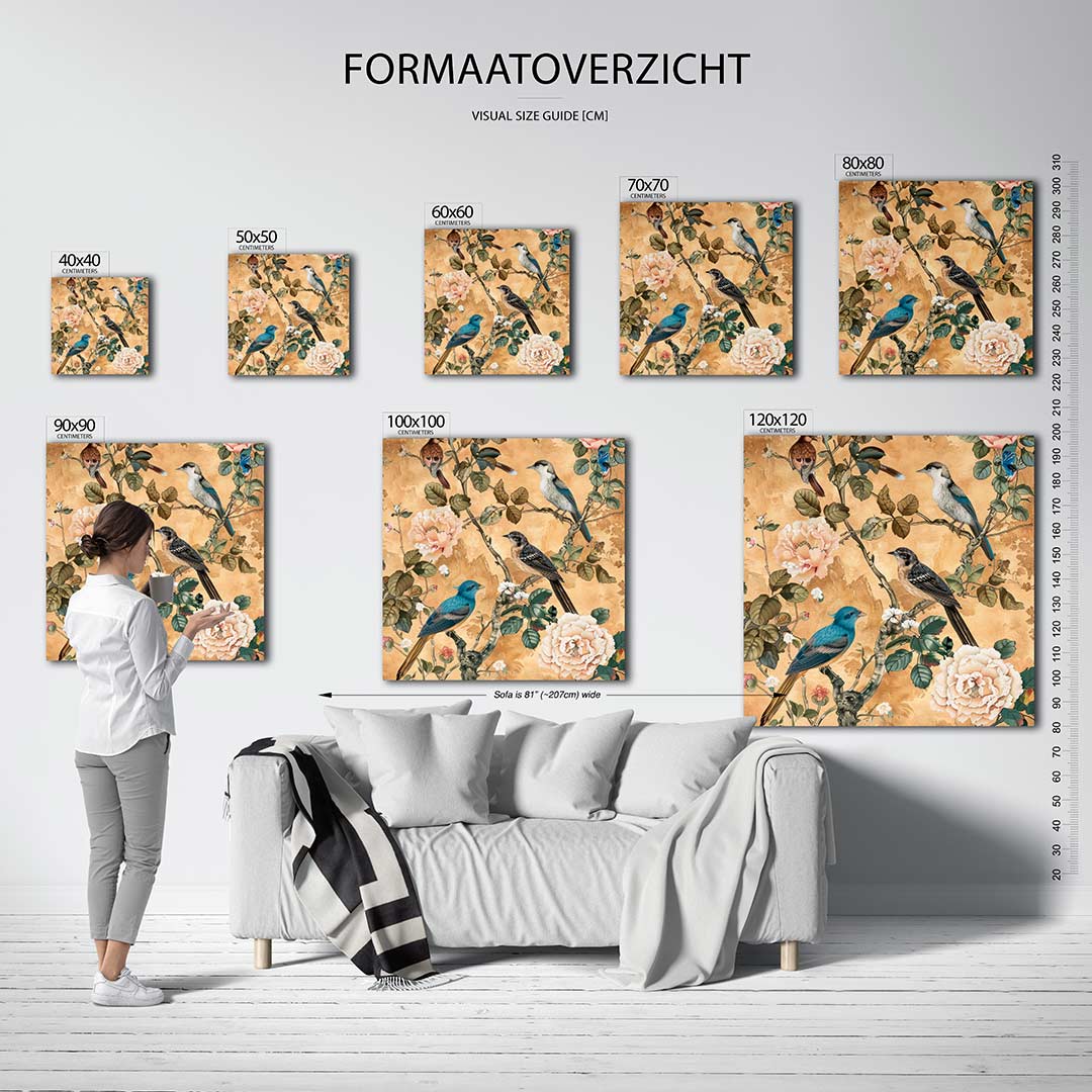 Vogels en bloemen Kunstwerk