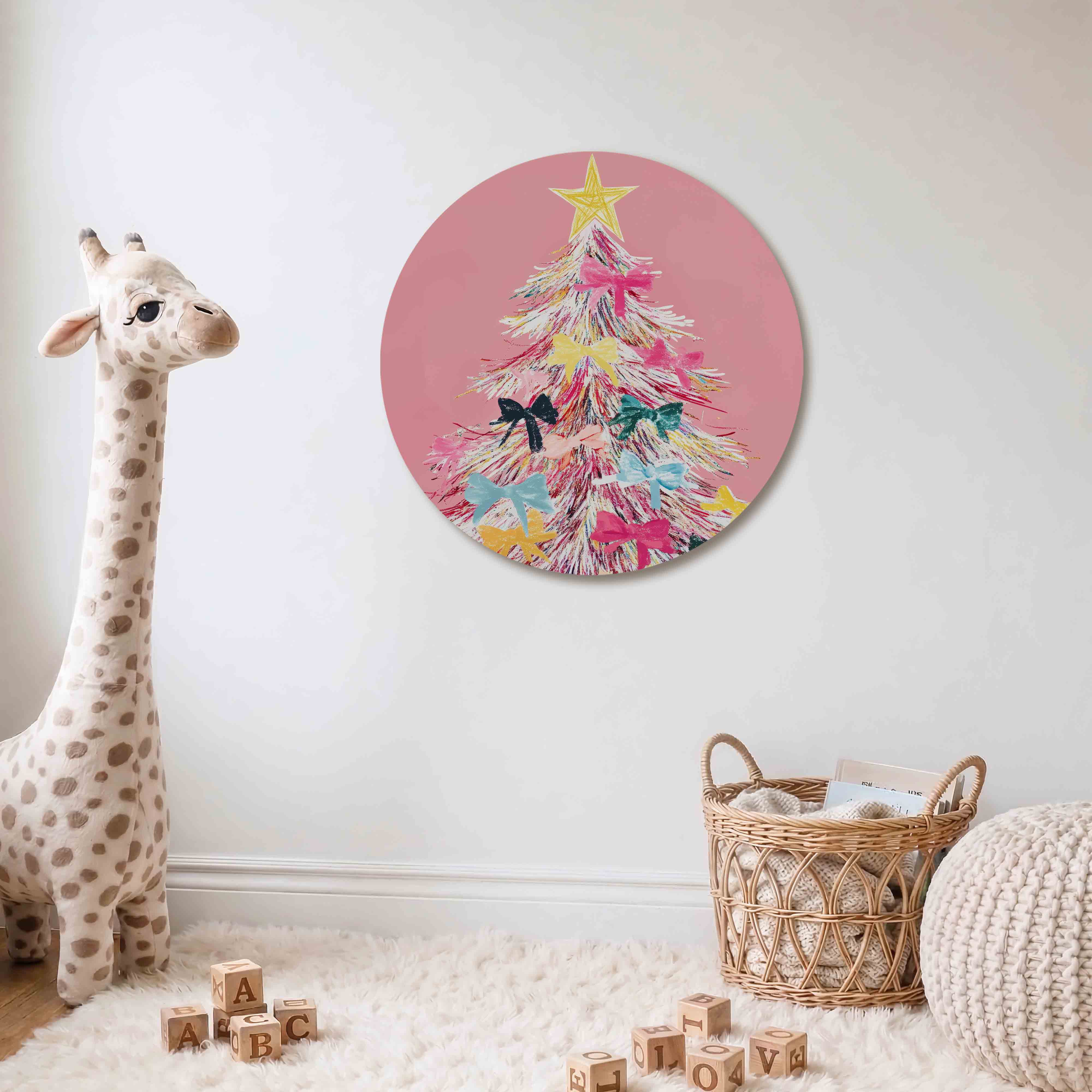 Kerstboom met strikken Muurcirkel