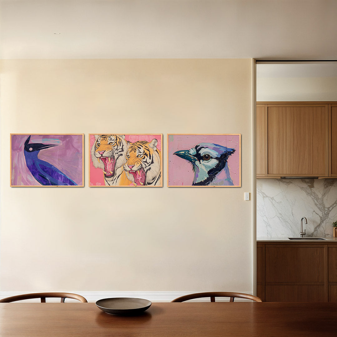 Kleurrijke vogelvorm Posterset