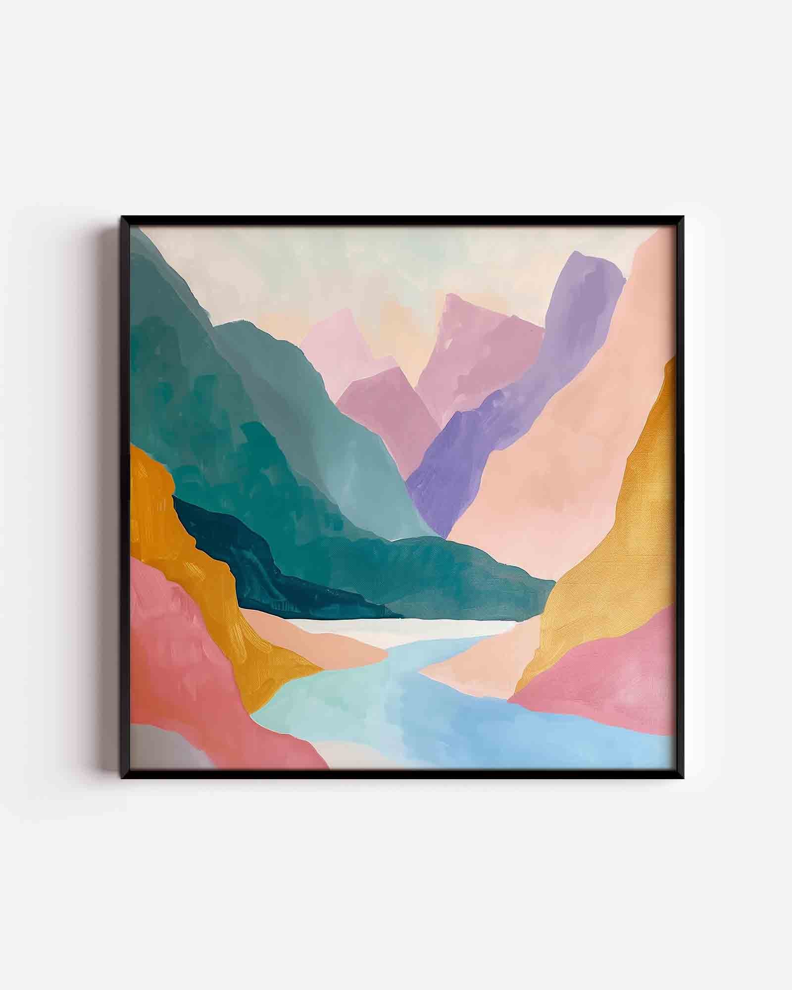 Berglandschap in pastel Poster